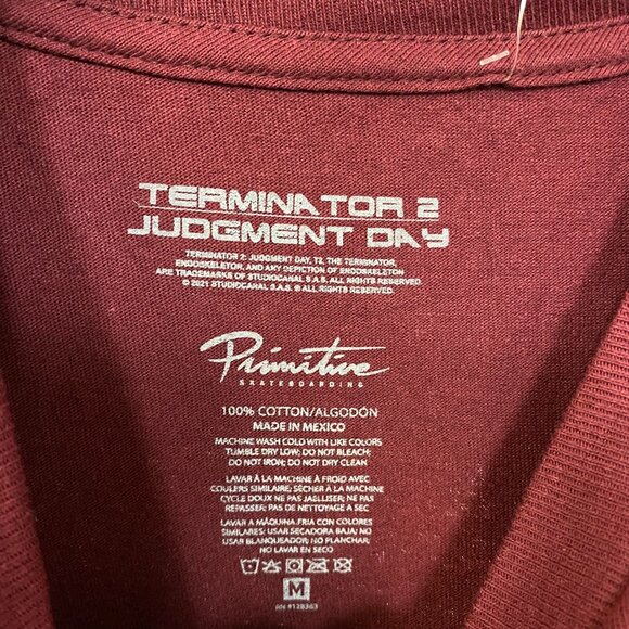 Primitive X Terminator 2 Machine Burgundy T-Shirt Medium - Picture 5 of 5
